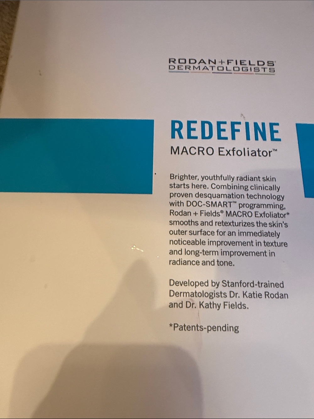 Rodan + Fields REDEFINE Macro Exfoliator — Blue and White Packaging
